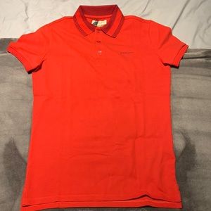 red orange Burberry polo